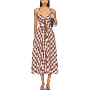 free people via midi dress in brown gingham